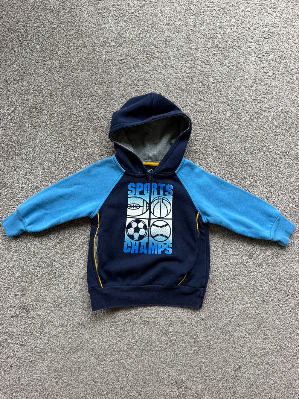 Kids Navy & Light Blue 'Sports Champs' Hooded Pullover